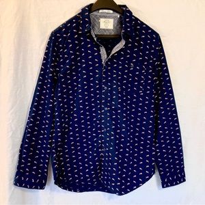 Fox print button down